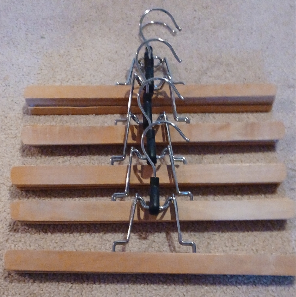 Wood and metal pant/skirt hangers
